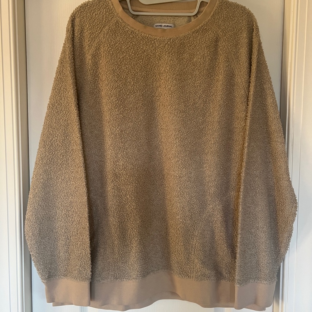 Oatmeal Crewneck Sweater with Oversized Fit and Cozy Texture